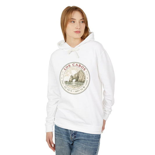 Los Cabos Vintage Crest Hoodie — Lightweight Travel Sweatshirt - Creations by Chris and Carlos