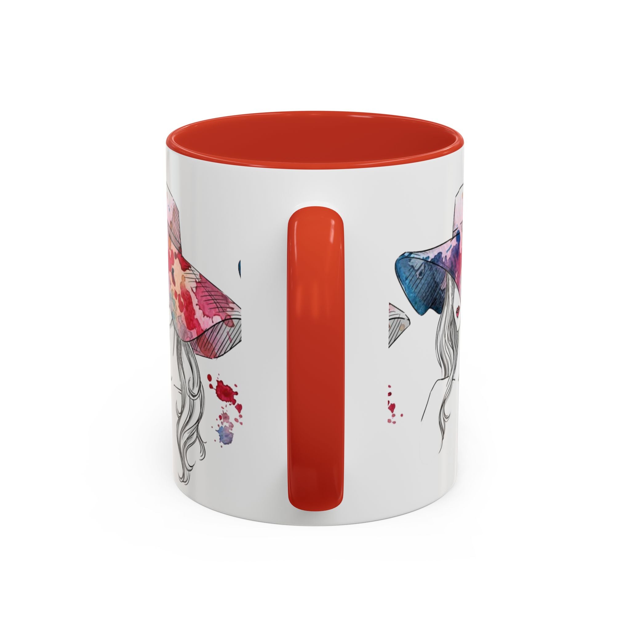 Watercolor Sun Hat Coffee Mug - Chic Fashion Illustration Accent Mug (11/15oz) - Creations by Chris and Carlos