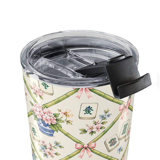 20oz Floral Chinoiserie Tumbler – Blue Ginger Jar & Mahjong Tile Pattern - Creations by Chris and Carlos