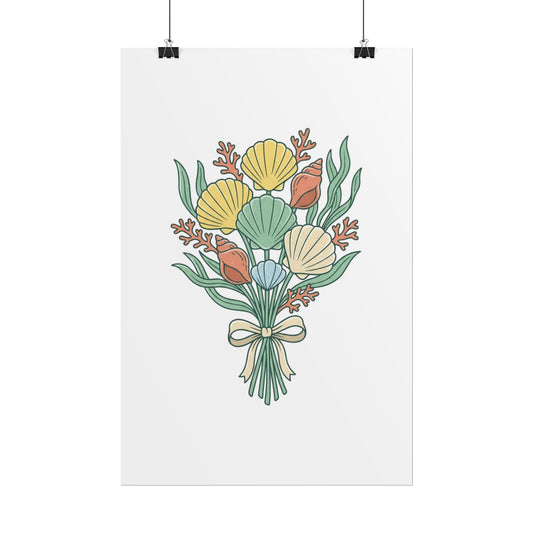 Seashell Bouquet Poster — Coastal Floral Wall Art Print - Creations by Chris and Carlos