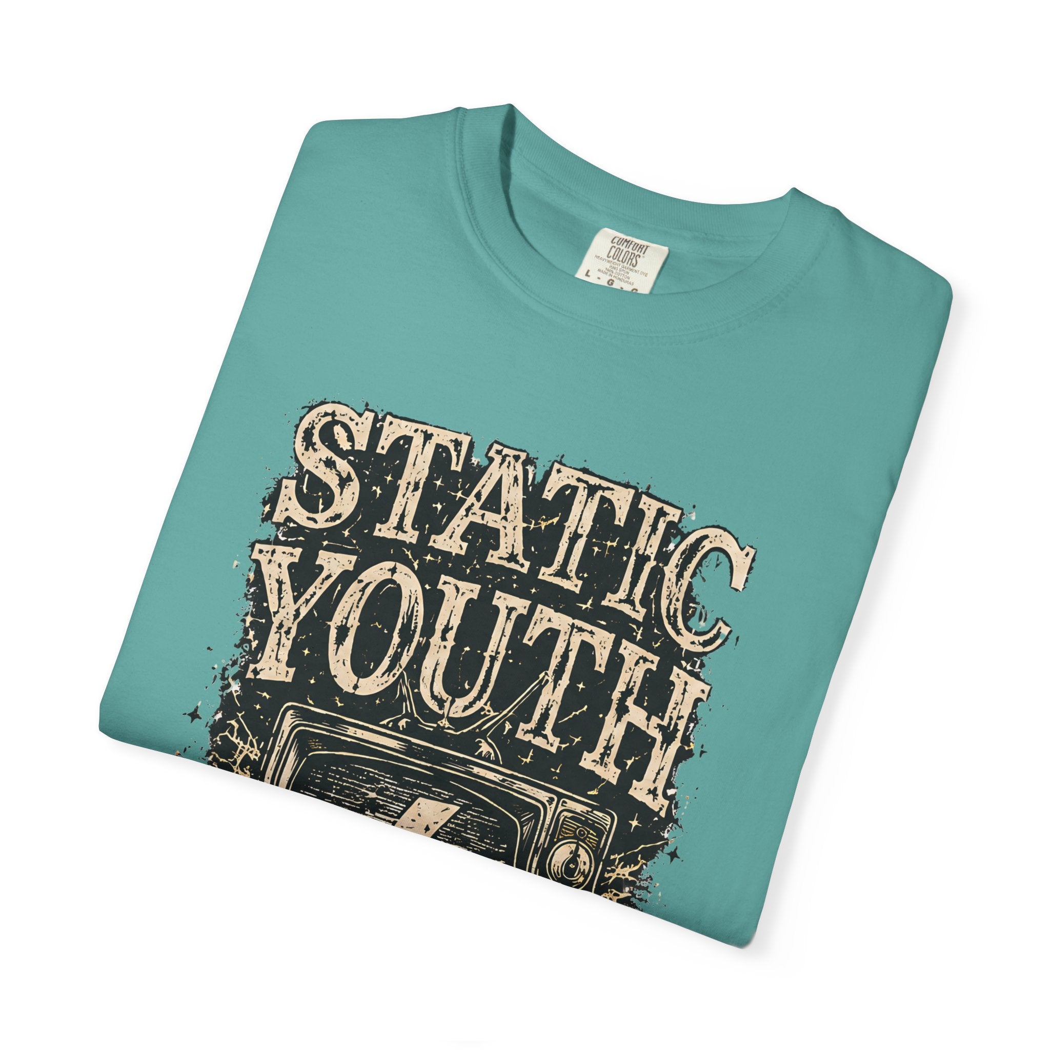 Static Youth Graphic Tee — Vintage TV Lightning Bolt "Old Soul Replay" - Creations by Chris and Carlos