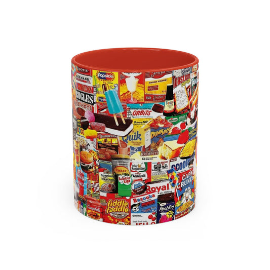 Retro Snack Collage Mug — Vintage Candy & Cereal Packaging Accent Coffee Mug - Creations by Chris and Carlos
