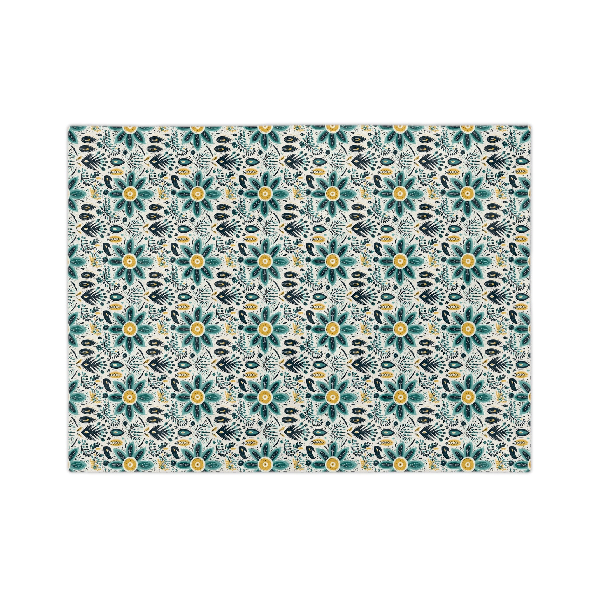 Sol y Alegría (Sun and Joy) Collection-Floral Teal Velvet Microfiber Blanket Boho Flower Pattern Throw - Creations by Chris and Carlos