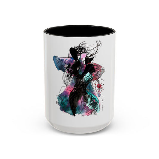 Abstract Floral Silhouette Accent Coffee Mug — Watercolor Woman Art (11/15oz) - Creations by Chris and Carlos