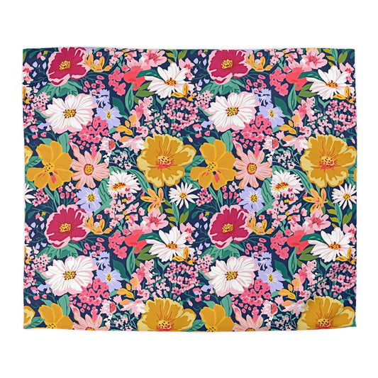 The Artisanal Flora Gallery Floral Duvet Cover — Bright Garden Bloom Microfiber Bedding - Creations by Chris and Carlos
