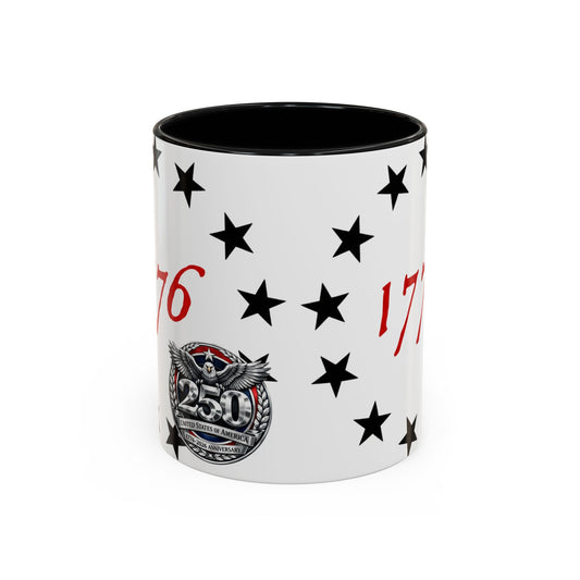 1776 Stars Accent Coffee Mug — Patriotic 250th Anniversary Ceramic Cup - Creations by Chris and Carlos