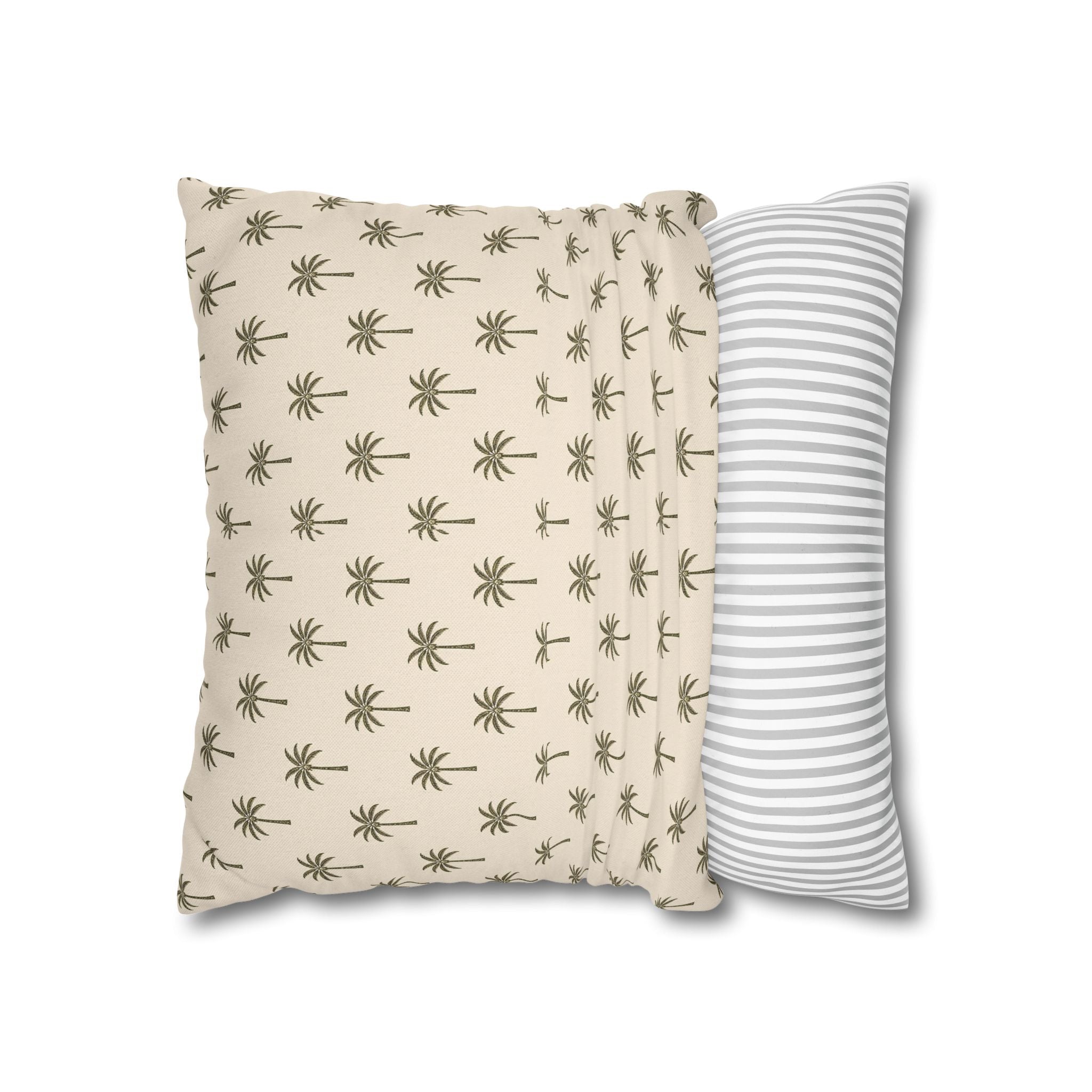 Palm Pattern Square Pillowcase — Tropical Beige Decorative Throw Pillow Cover - Creations by Chris and Carlos