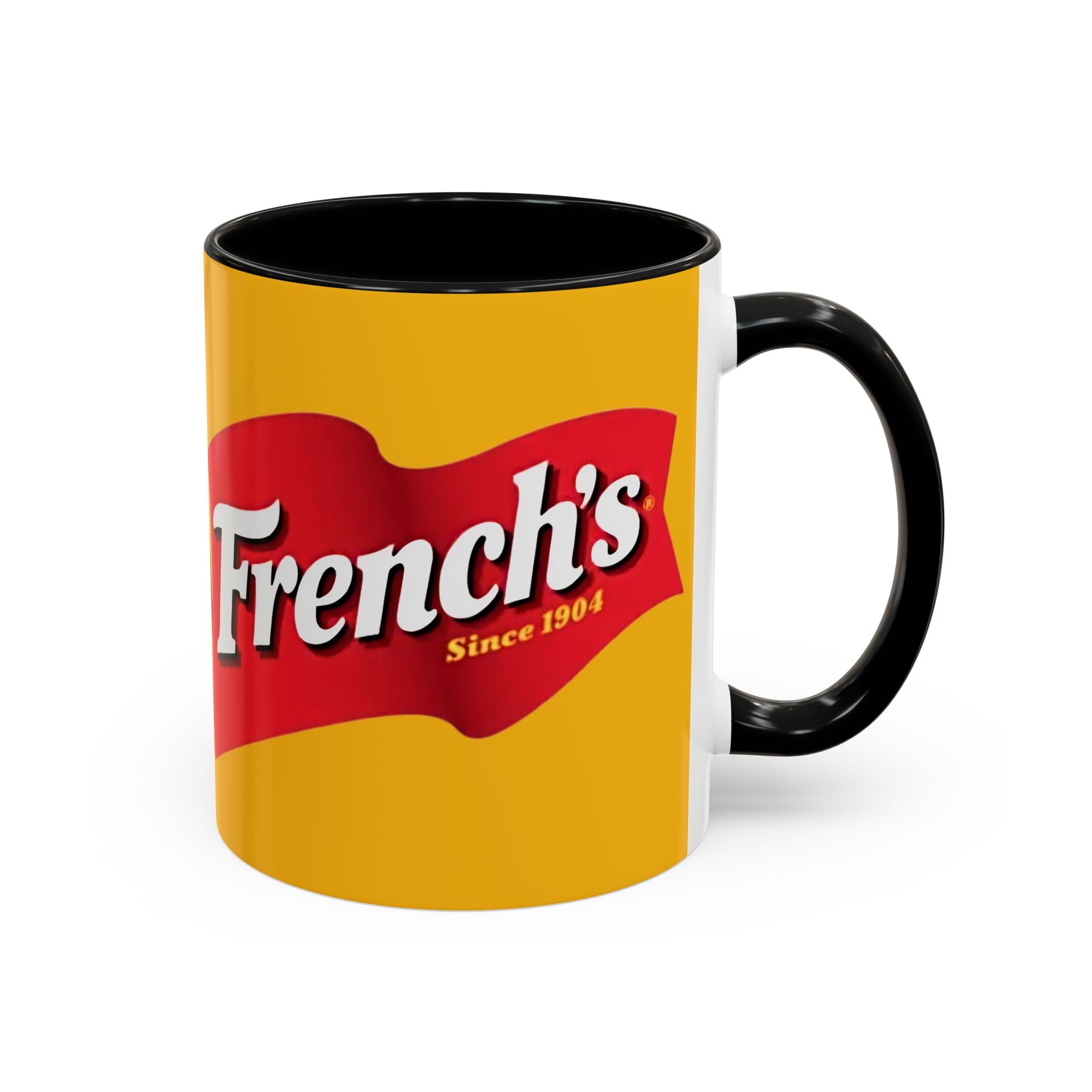 French's Mustard Logo Accent Coffee Mug — Retro Yellow 11/15oz - Creations by Chris and Carlos