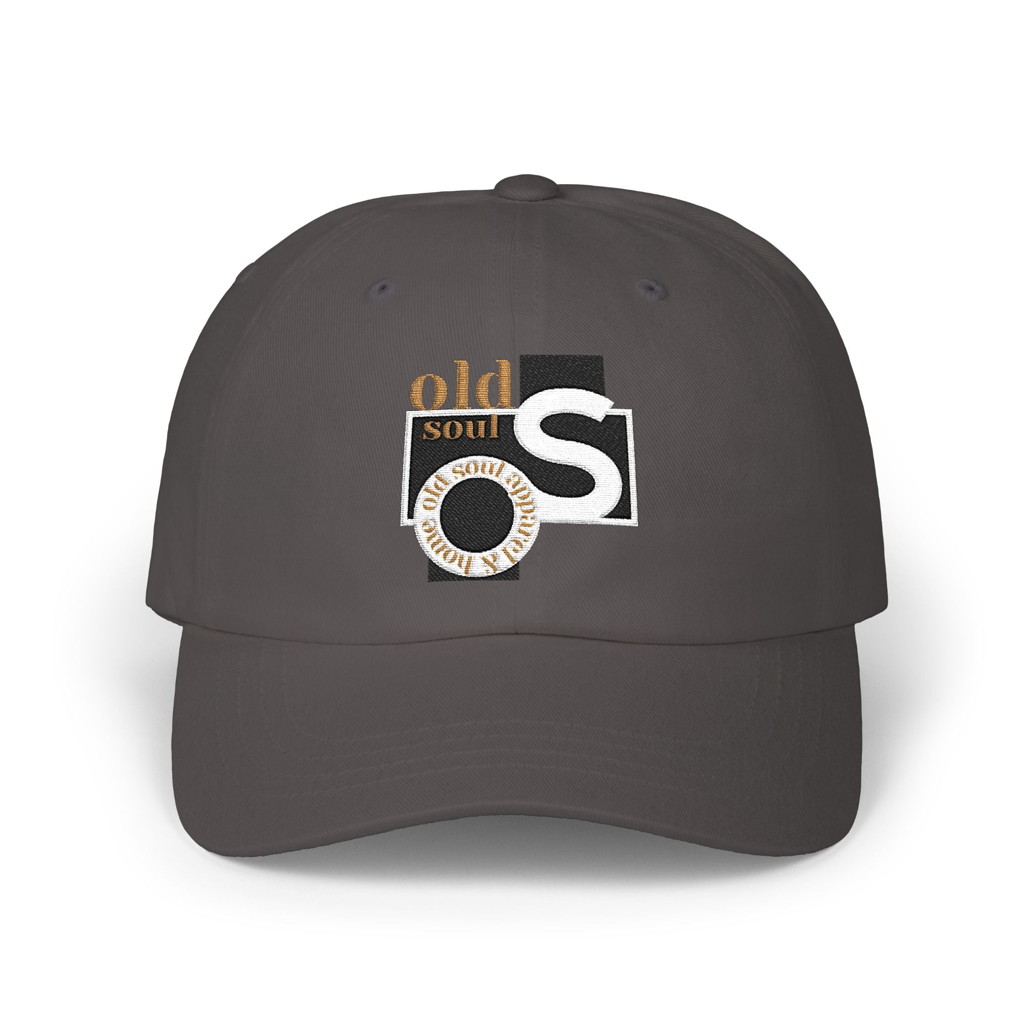 Classic Dad Cap – 'Old Soul' Retro Block Logo Embroidered Baseball Hat - Creations by Chris and Carlos