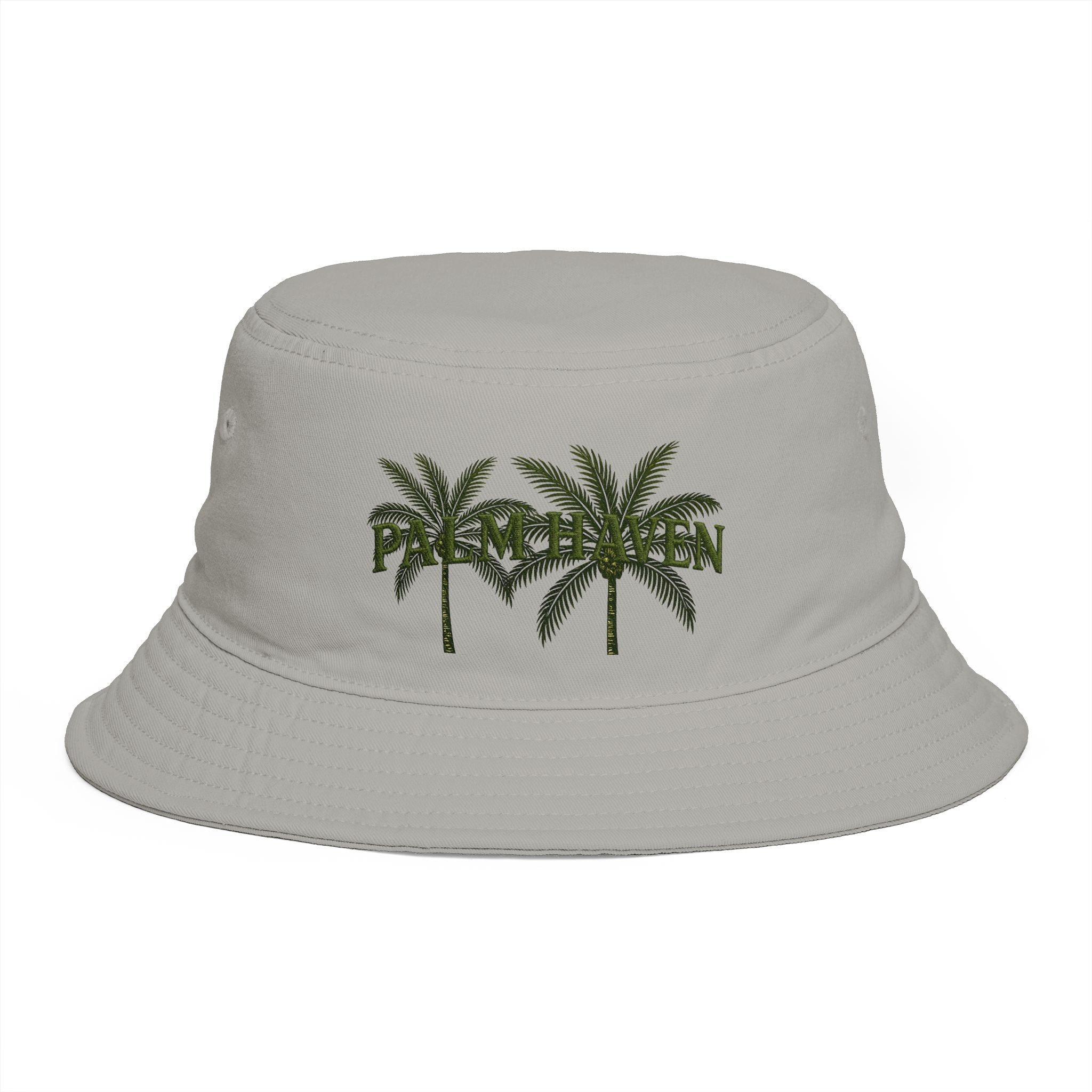 Palm Haven Bucket Hat – Tropical Palm Tree Embroidered Sun Hat - Creations by Chris and Carlos