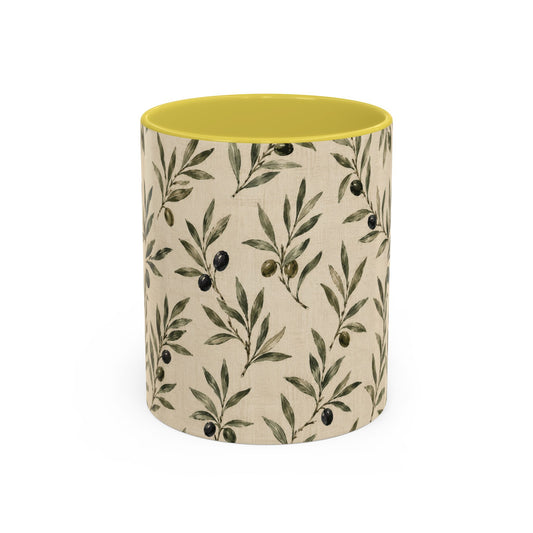 Olive Branch Pattern Ceramic Mug (11oz, 15oz) - Creations by Chris and Carlos