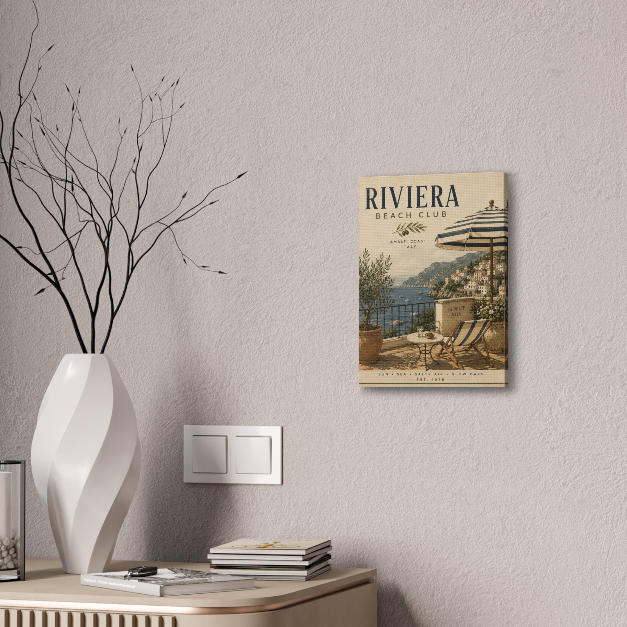Riviera Beach Club Canvas Wall Art – Amalfi Coast Seaside Print - Creations by Chris and Carlos