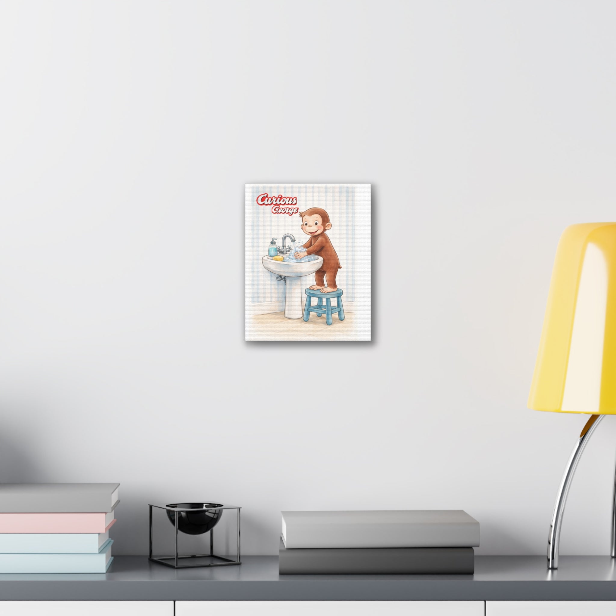 Curious George Handwashing Nursery Canvas Print - Creations by Chris and Carlos