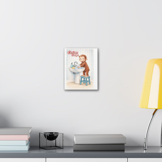 Curious George Handwashing Nursery Canvas Print - Creations by Chris and Carlos