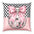 Pink Disco Skull Pillow — Checkered Gothic Kawaii Decorative Throw Pillow