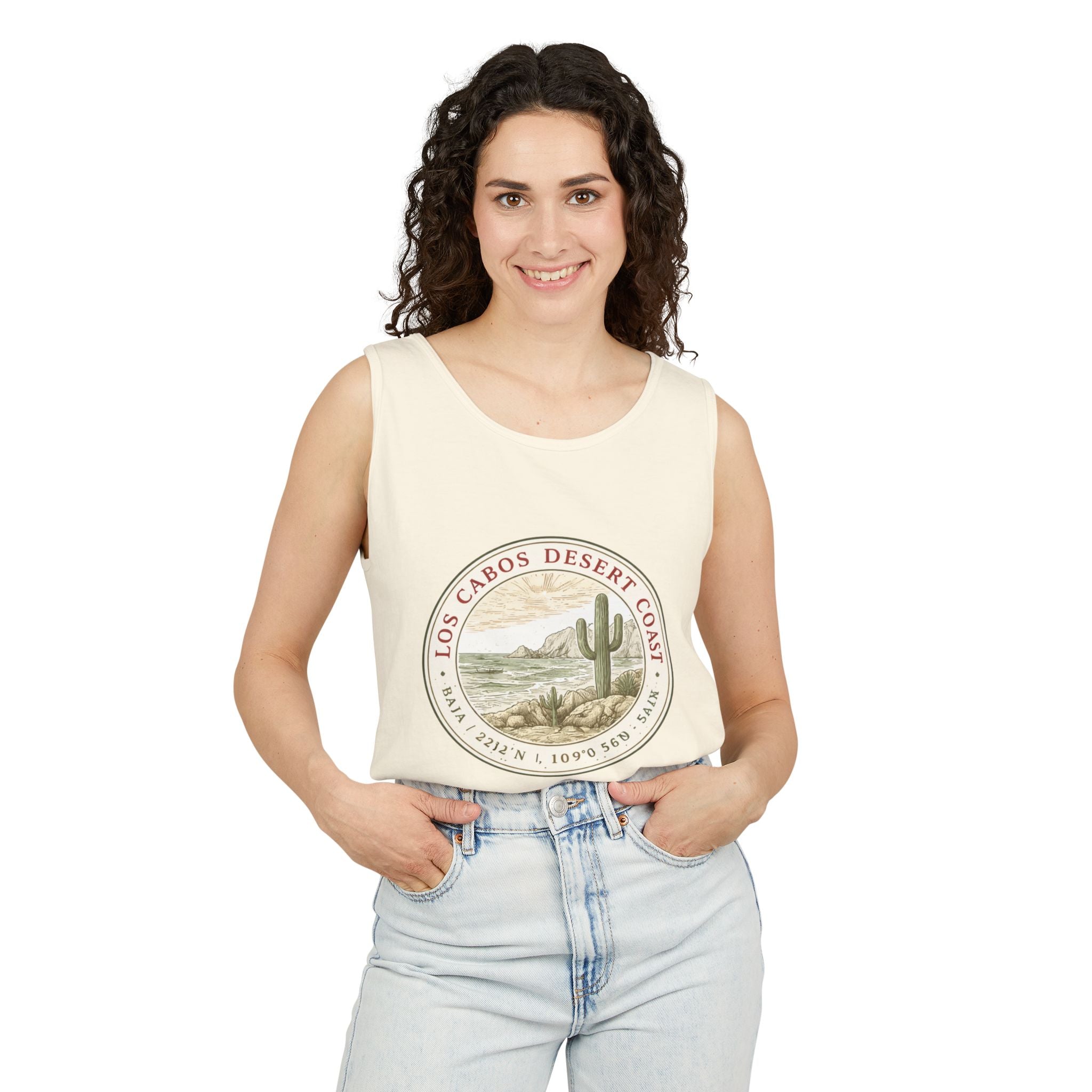 Los Cabos Desert Coast Tank Top — Vintage Cactus Beach Graphic - Creations by Chris and Carlos