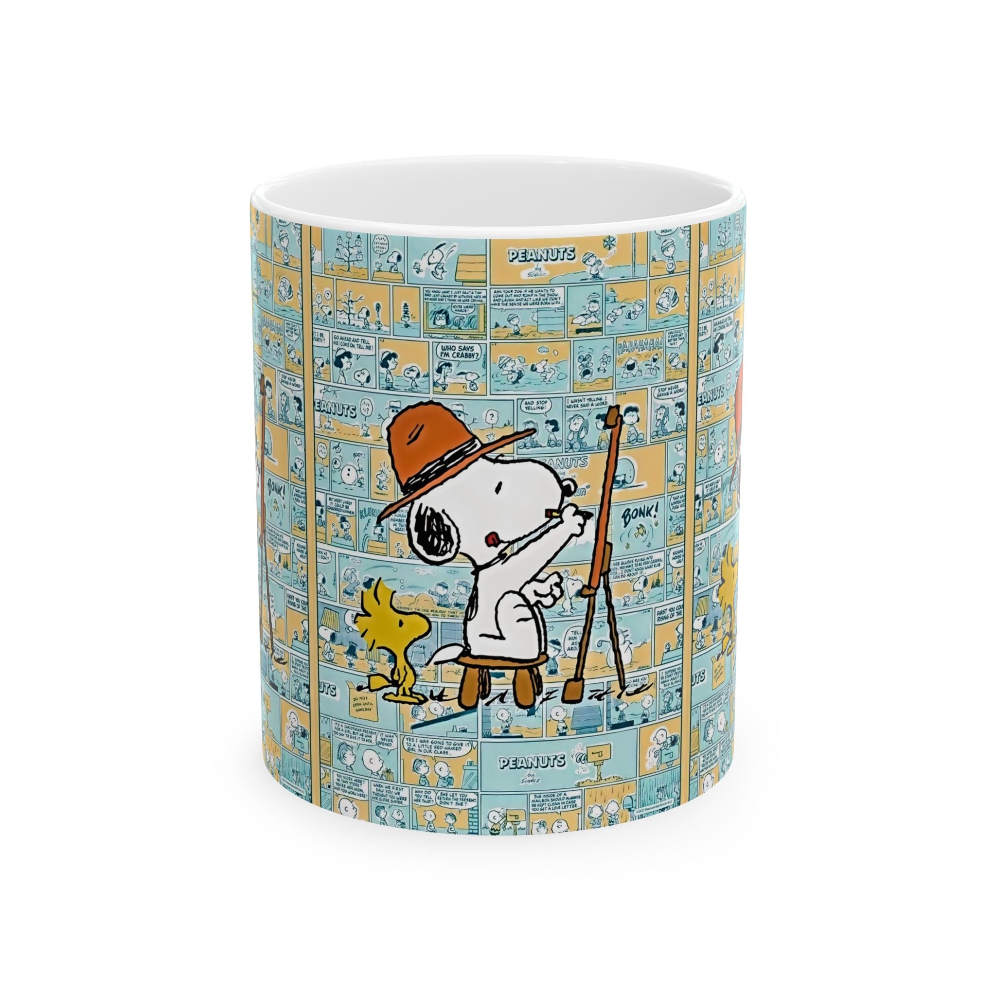Peanuts Artist Snoopy & Woodstock Comic Strip Ceramic Mug (11oz, 15oz) - Creations by Chris and Carlos