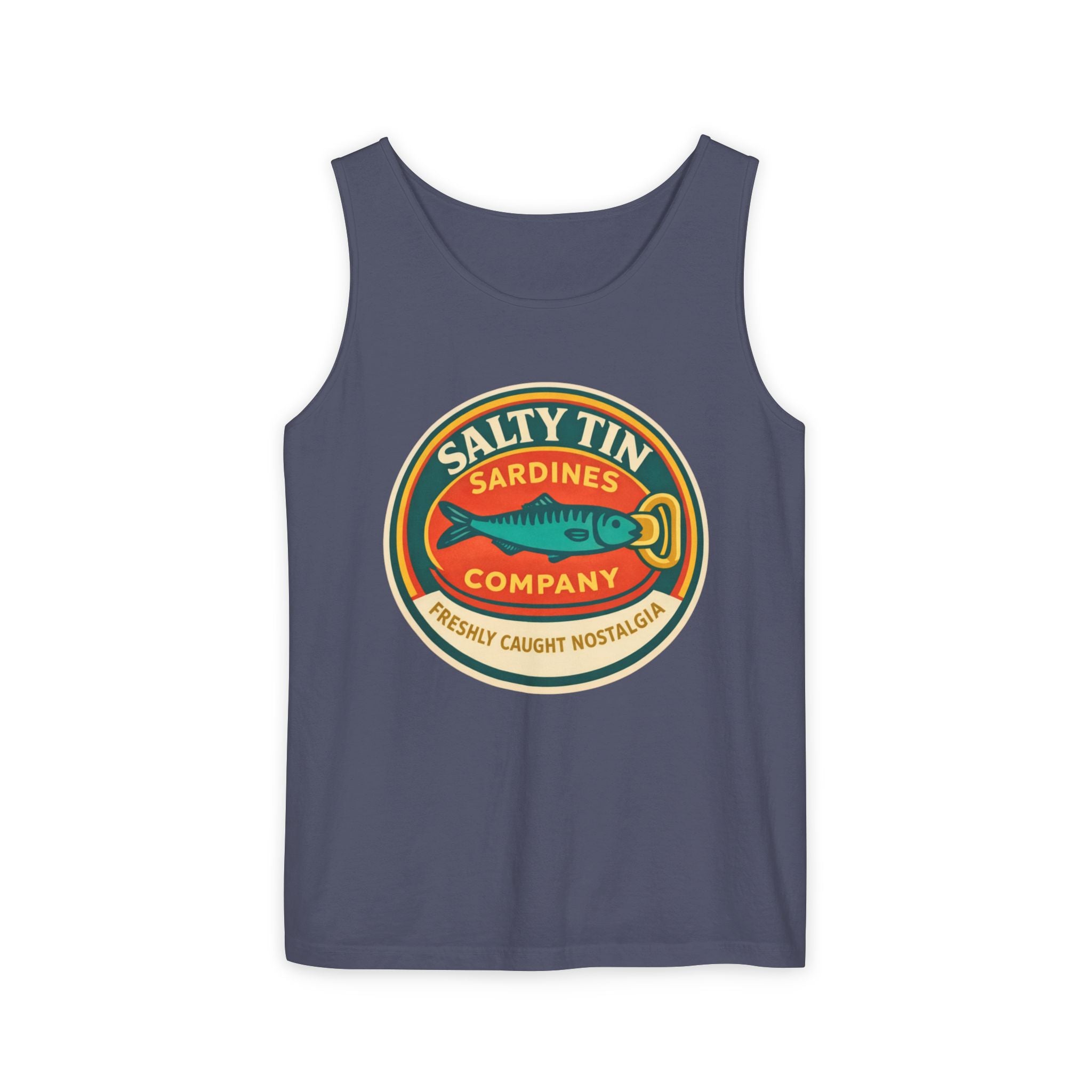 Salty Tin Sardines Vintage Logo Tank Top - Creations by Chris and Carlos