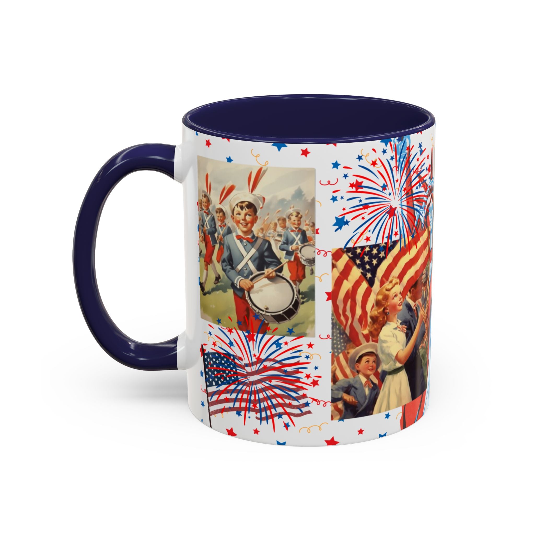 Patriotic Vintage 4th of July Accent Mug – 'Land of the Free, Home of the Brave' - Creations by Chris and Carlos