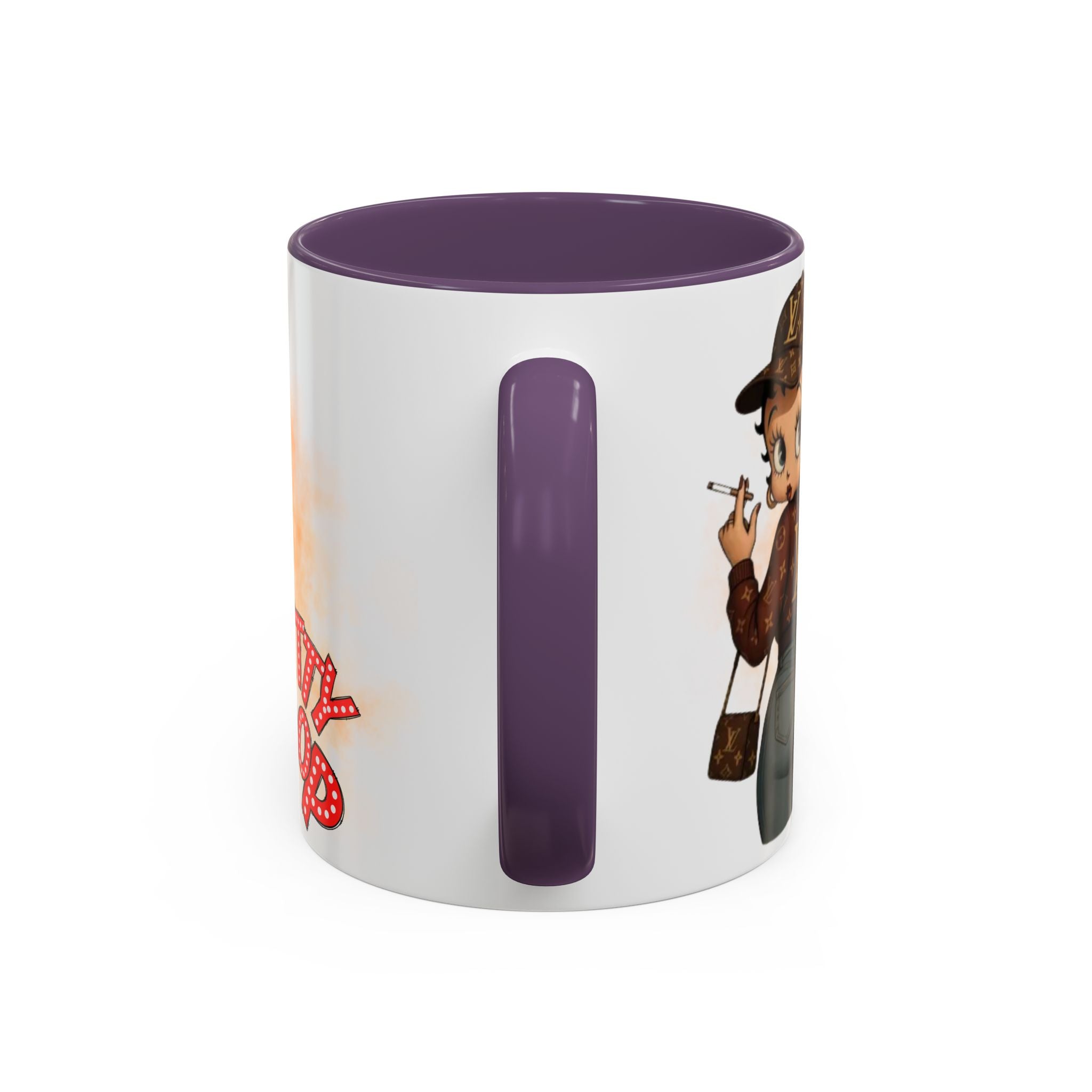 Accent Coffee Mug — Retro Pin-Up Character with 'Betty Boop' Text - Creations by Chris and Carlos