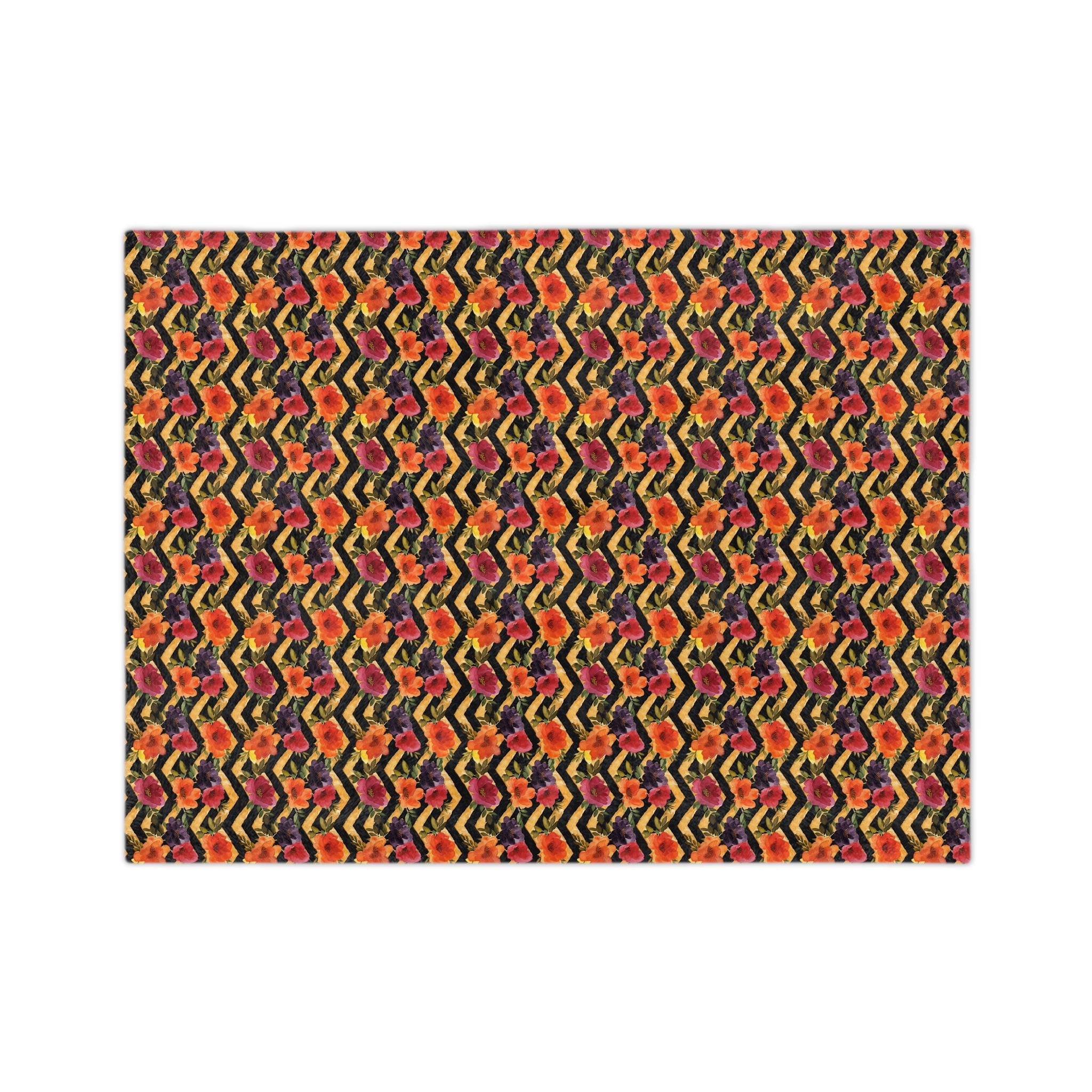 Sol y Alegría (Sun and Joy) Collection- Floral Chevron Velveteen Microfiber Blanket - Creations by Chris and Carlos