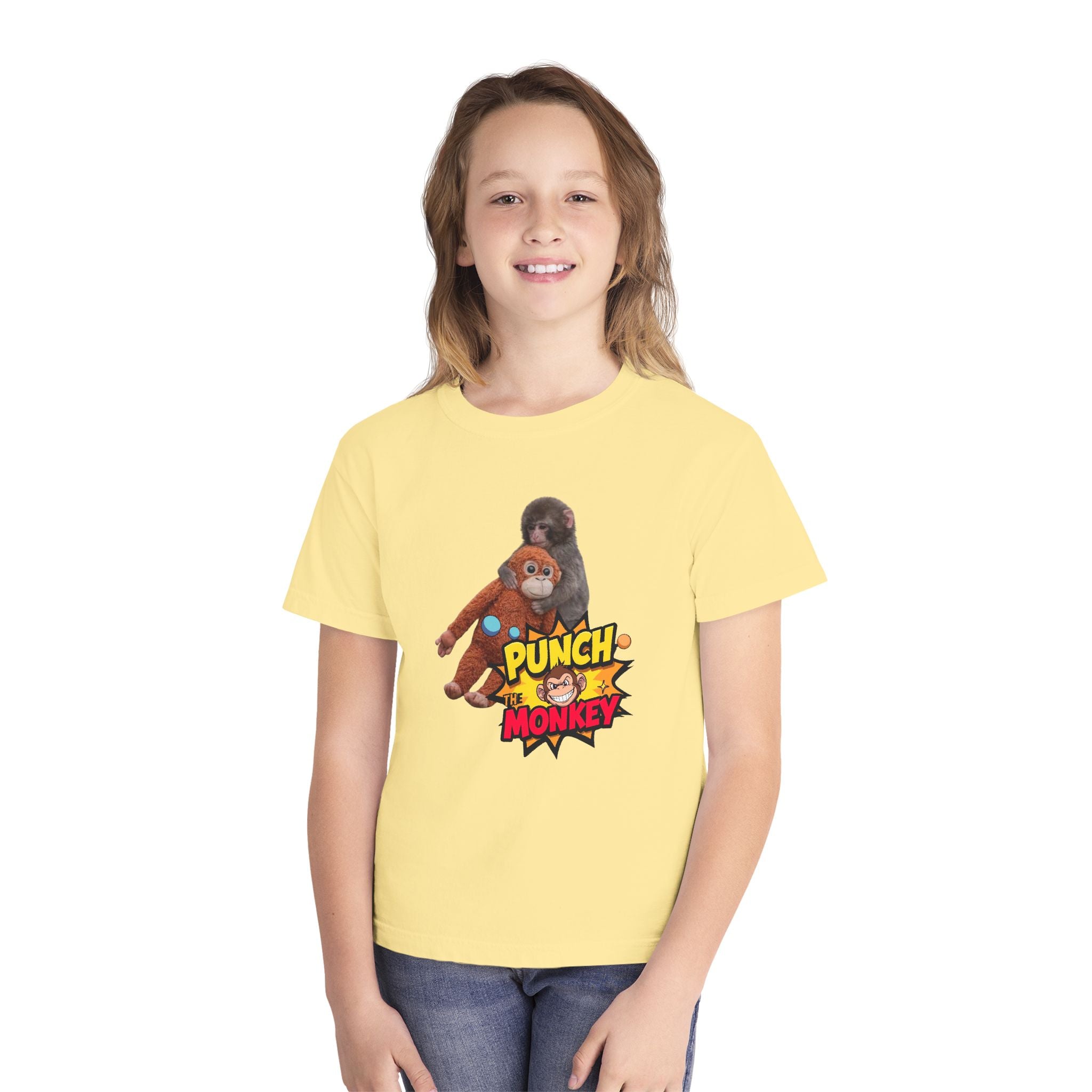 Punch Monkey Youth T‑Shirt — Cute Cartoon Monkey Graphic Tee for Kids - Creations by Chris and Carlos