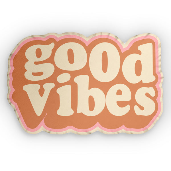 Headspace Hangs | Good Vibes Shaped Pillow — Retro Boho Accent Cushion