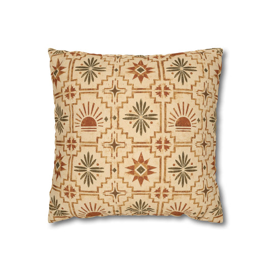 Southwestern Sunburst Pattern Pillowcase — Boho Geometric Throw Cover - Creations by Chris and Carlos