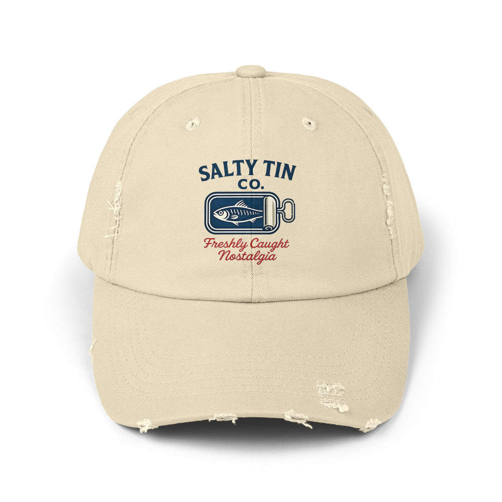 Salty Tin Company- Vintage-Inspired Distressed Cap with Nostalgic Design, Casual Hat, Fisherman Gift, Summer Accessory, Beachwear, Unisex Outdoor Hat