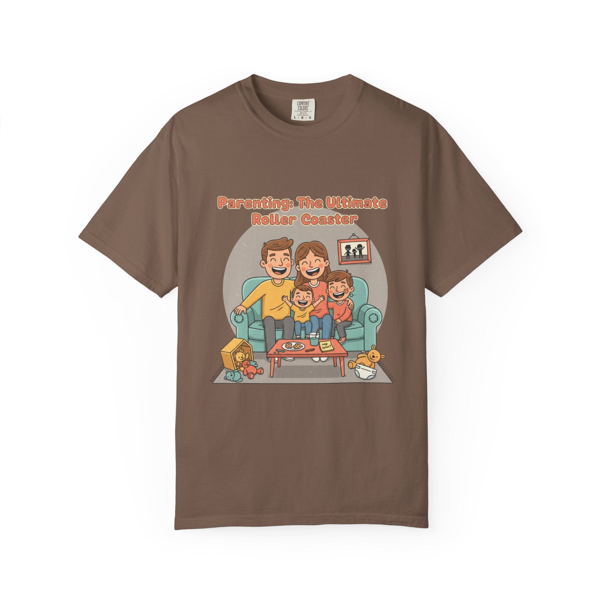 T-Shirt — "Parenting: The Ultimate Roller Coaster" Funny Retro Graphic Tee - Creations by Chris and Carlos