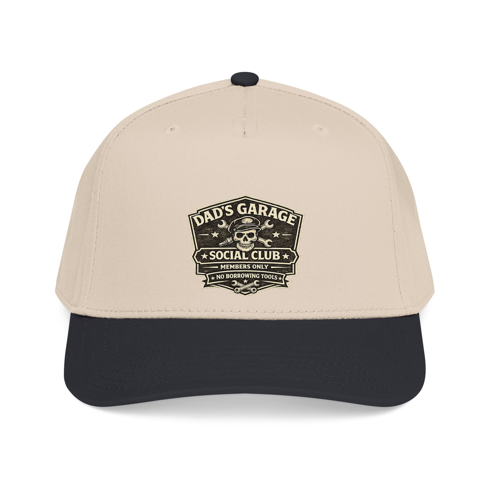 Dad's Garage Social Club Baseball Cap — Vintage Mechanic Snapback Hat - Creations by Chris and Carlos