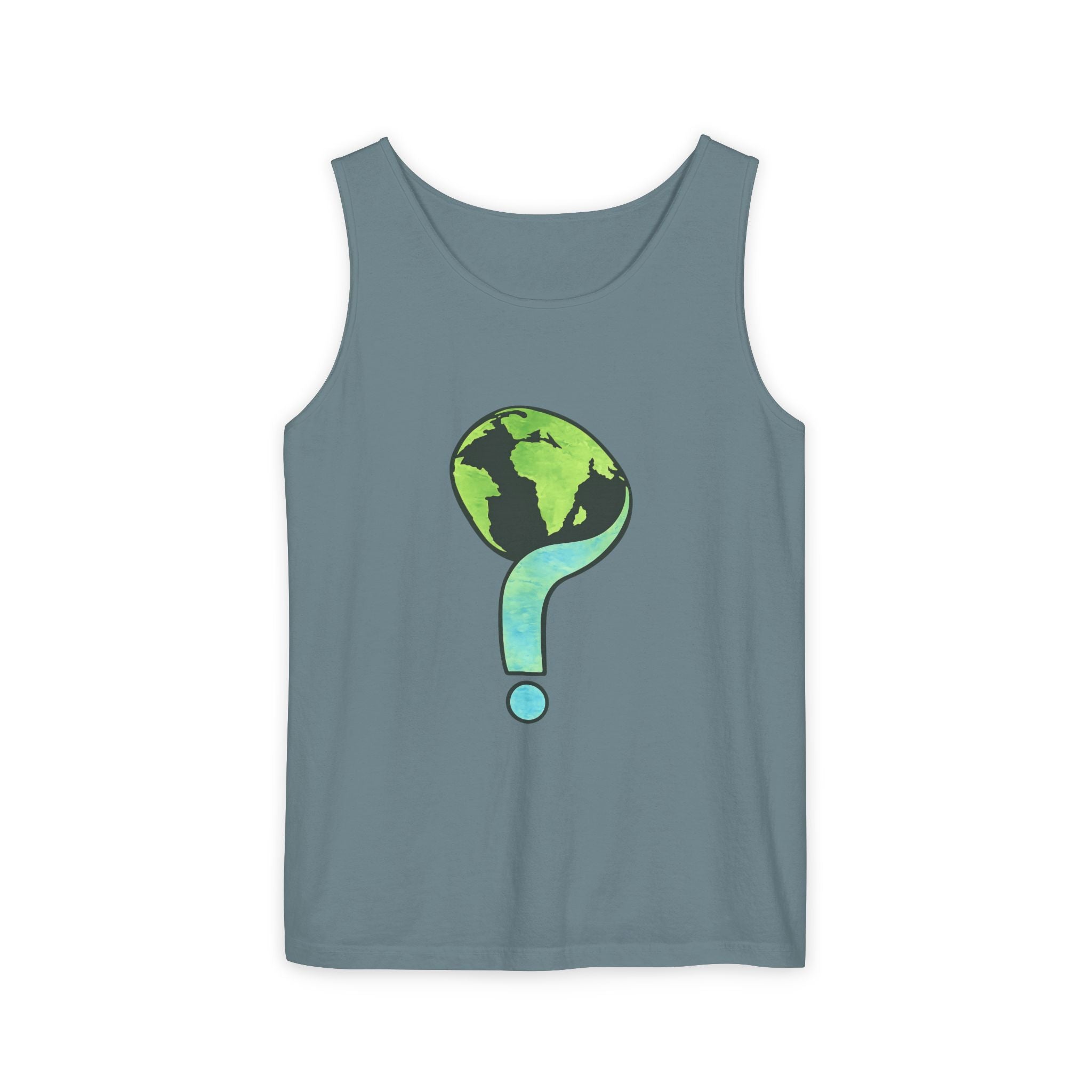 Earth Question Mark Tank Top — Sustainable Planet Graphic Tank - Creations by Chris and Carlos