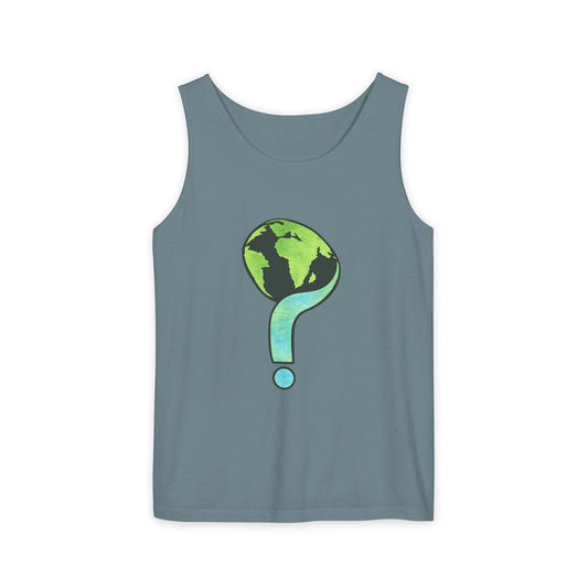 Earth Question Mark Tank Top — Sustainable Planet Graphic Tank - Creations by Chris and Carlos