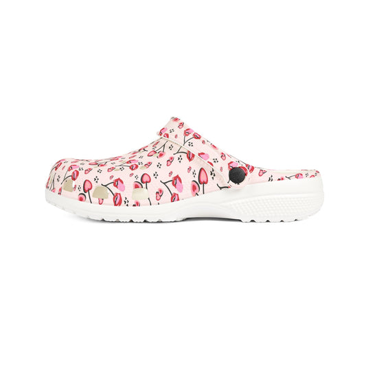 Floral Cherry Print EVA Clogs — Pink Garden Comfort Shoes - Creations by Chris and Carlos