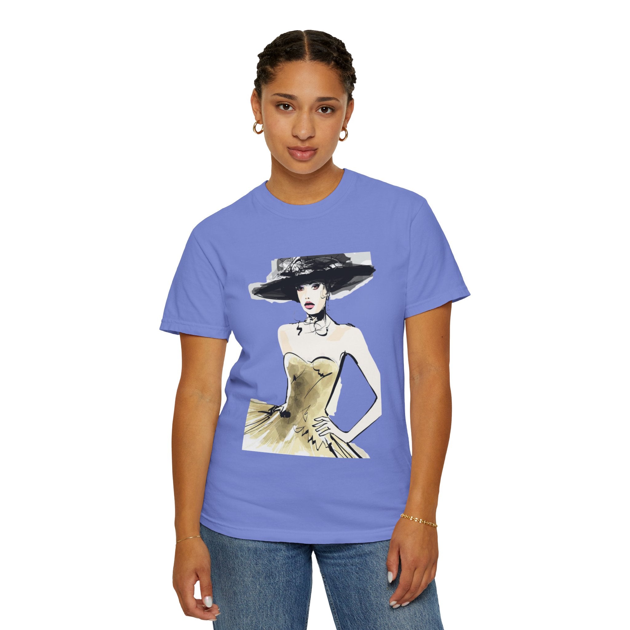 Fashion Illustration Tee — Vintage Chic Lady Graphic T-Shirt - Creations by Chris and Carlos