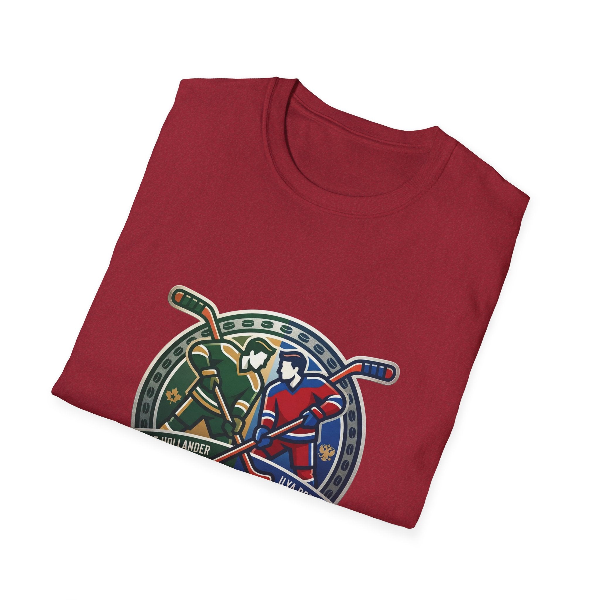 Hockey Heated Rivalry TV Show T‑Shirt — Vintage Stick & Player Crest - Creations by Chris and Carlos