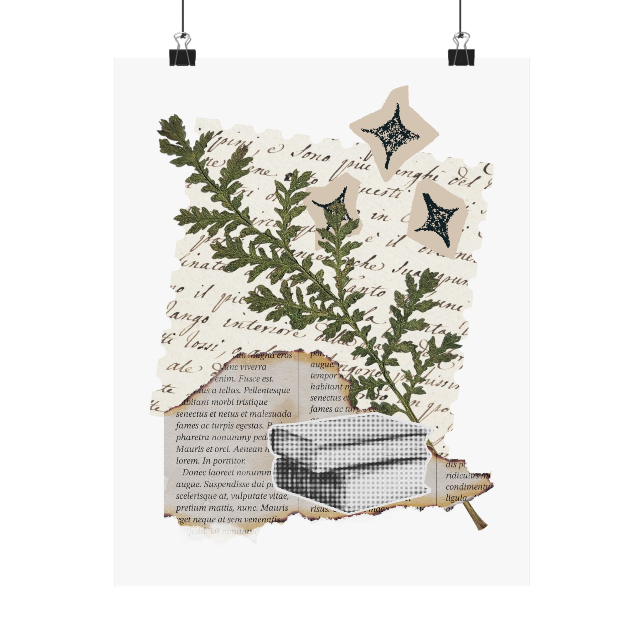 Briarwood Garden Botanical Collage Matte Poster — Vintage Books & Fern Wall Art - Creations by Chris and Carlos