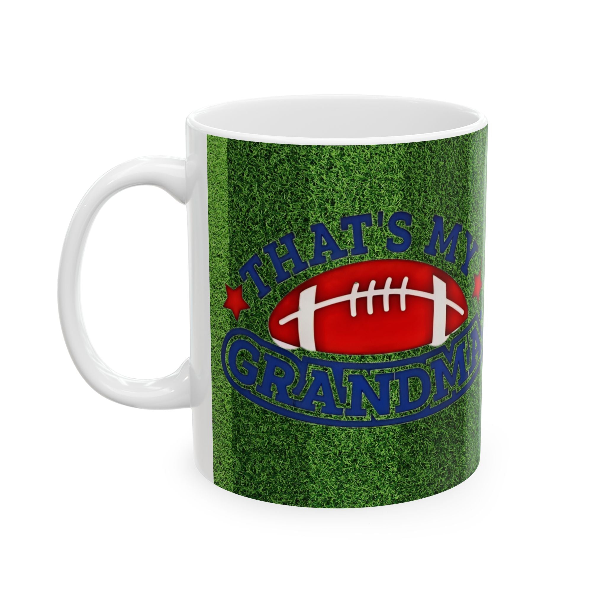 That’s My Grandma Football Mug — Green Field Ceramic Coffee Cup (11oz, 15oz) - Creations by Chris and Carlos