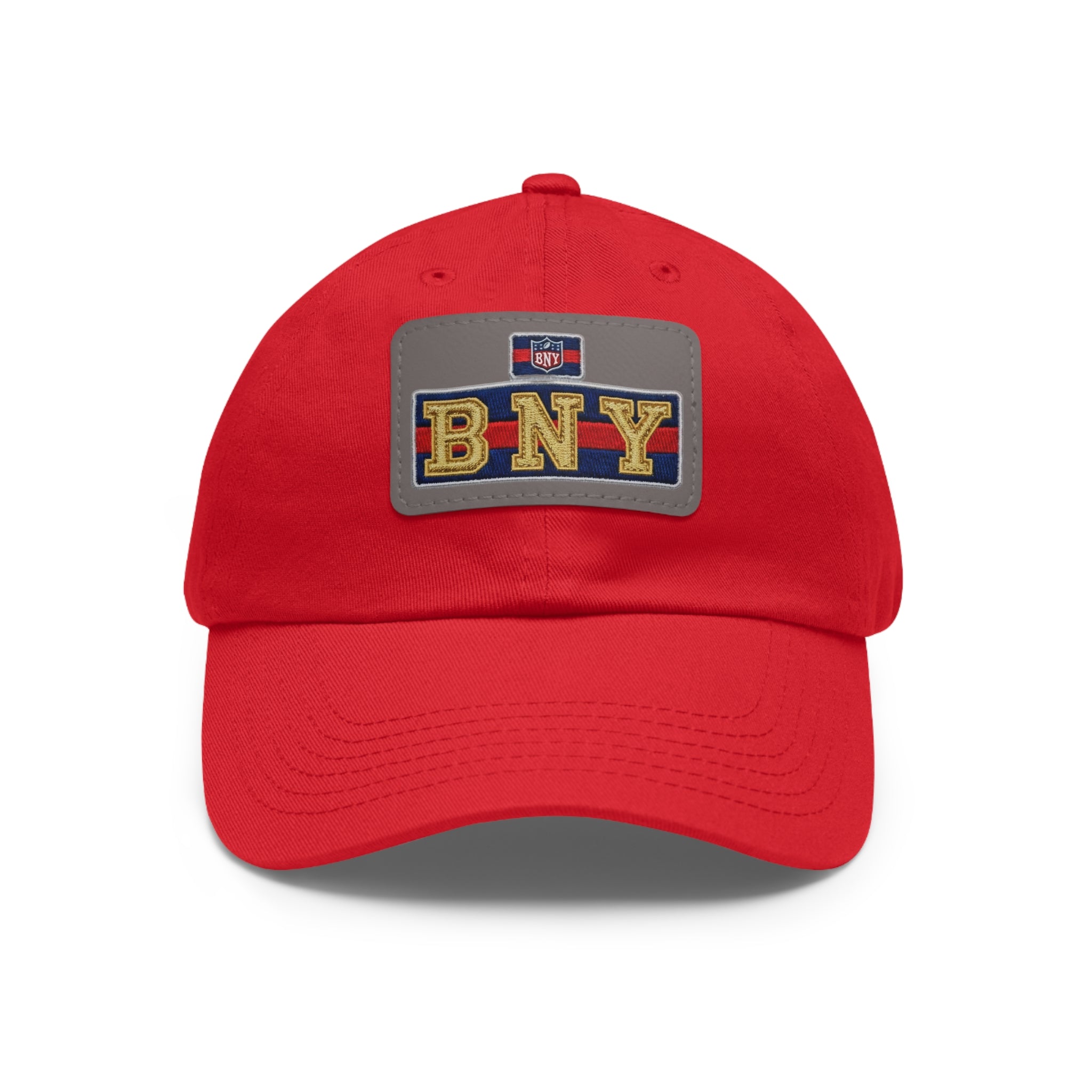 BNY Leather Patch Dad Hat – Vintage Varsity Baseball Cap - Creations by Chris and Carlos