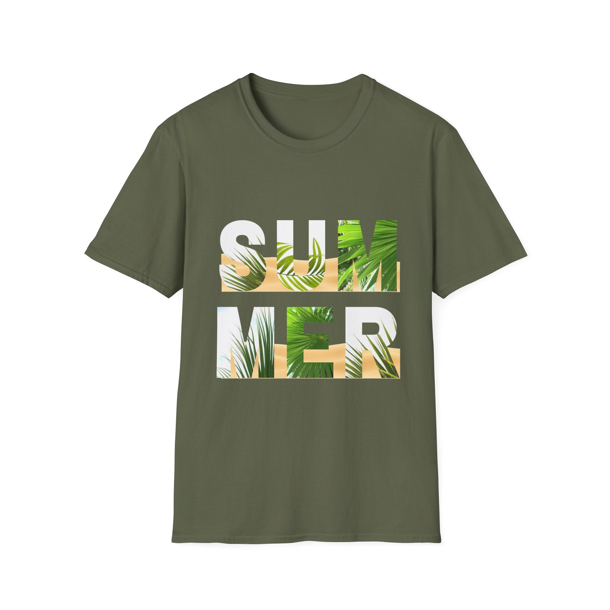 Summer Palm Graphic T-Shirt - Tropical 'SUMMER' Block Design - Creations by Chris and Carlos