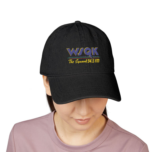 WSQK 94.5 FM Embroidered Denim Hat - Retro Radio Logo Cap - Creations by Chris and Carlos