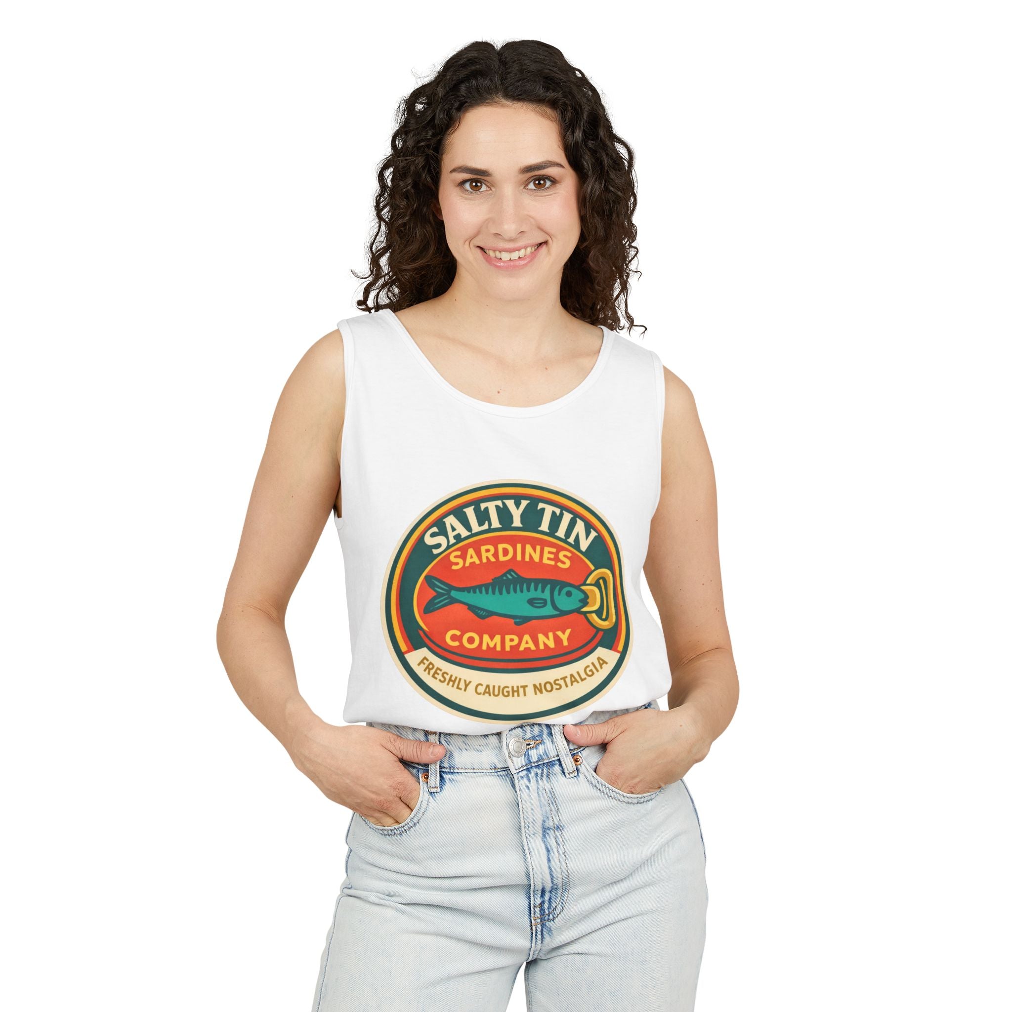 Salty Tin Sardines Vintage Logo Tank Top - Creations by Chris and Carlos