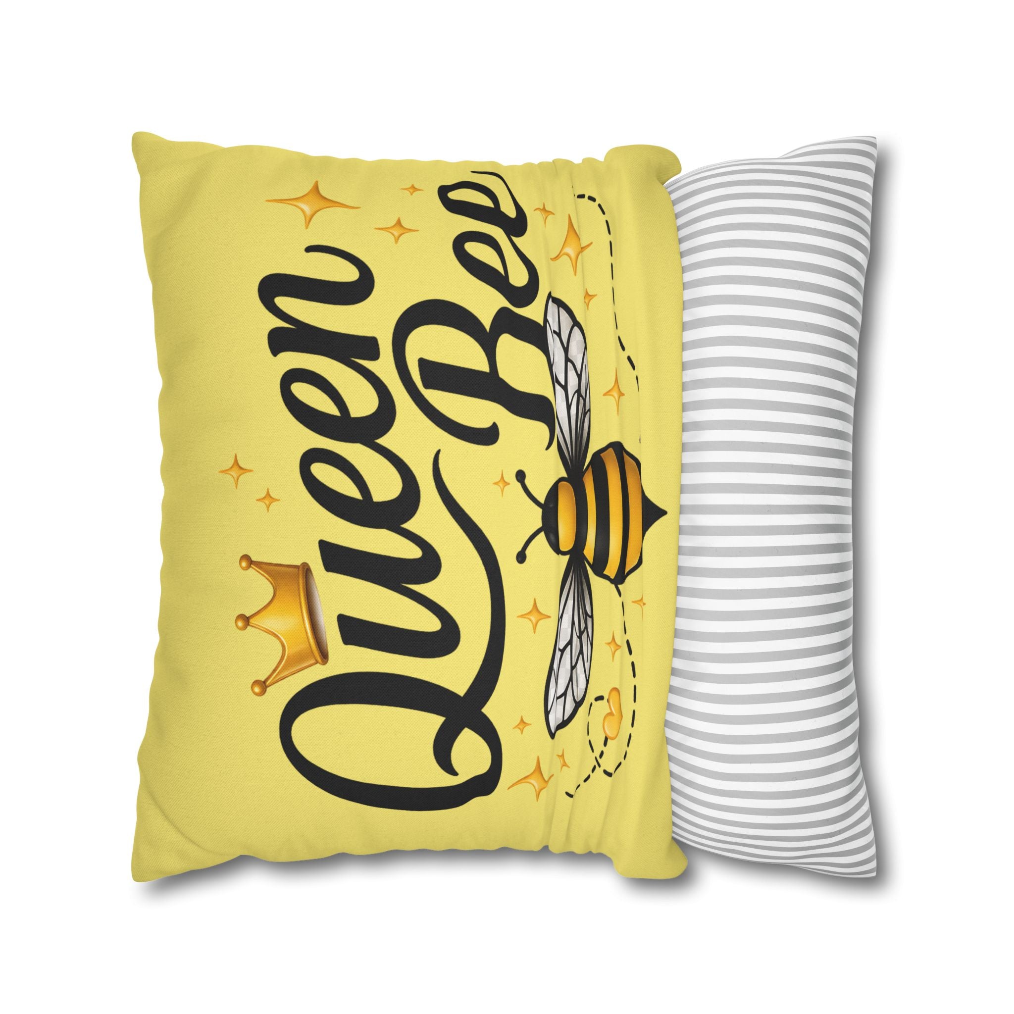 Honey Bee Decorative Pillowcase – Yellow Floral Bee Accent Cushion Cover - Creations by Chris and Carlos