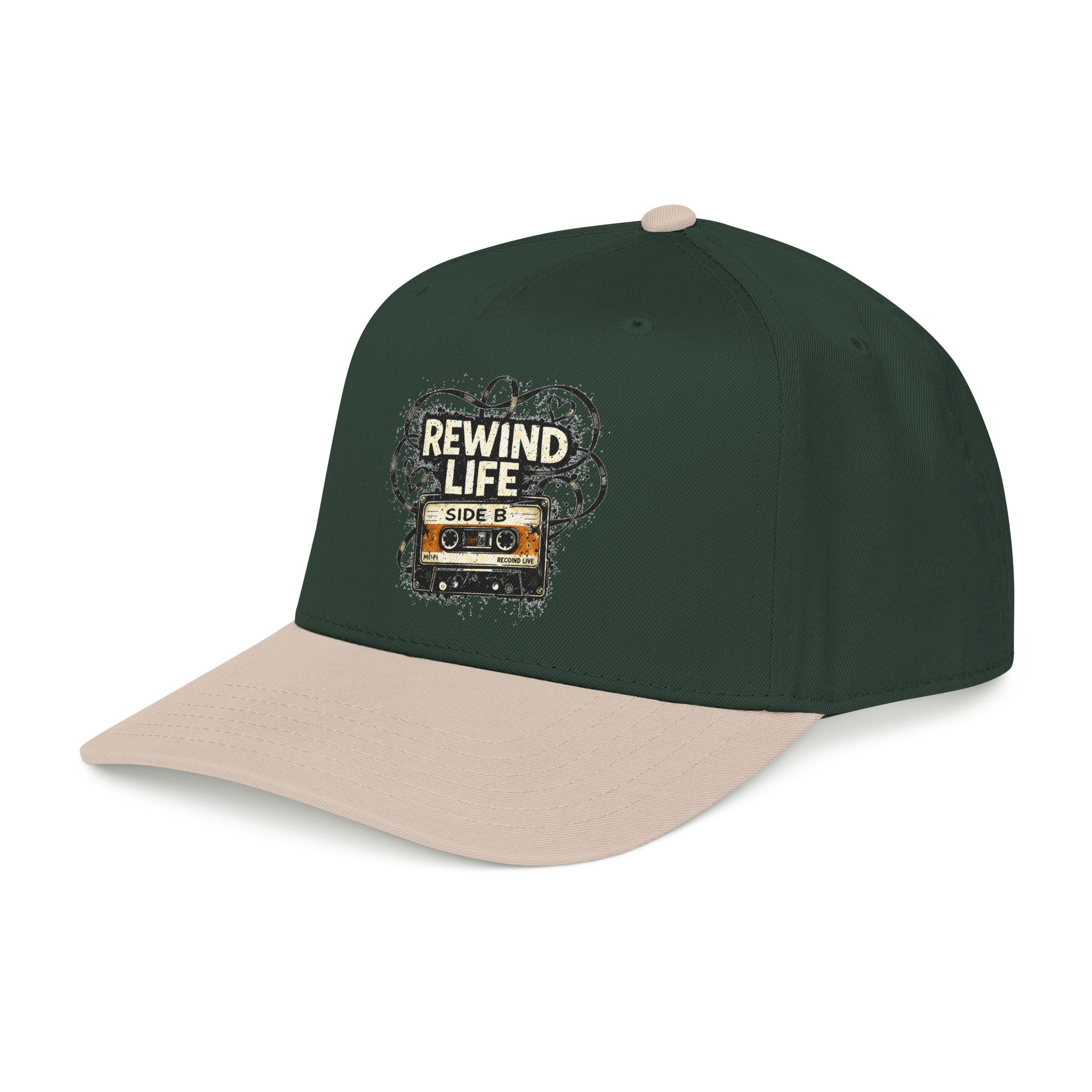 Rewind Life Cassette Cap — Retro Music Mid-Profile Baseball Hat - Creations by Chris and Carlos