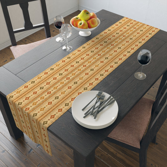 Southwestern Stripe Table Runner — Rustic Aztec Cotton-Poly Accent - Creations by Chris and Carlos
