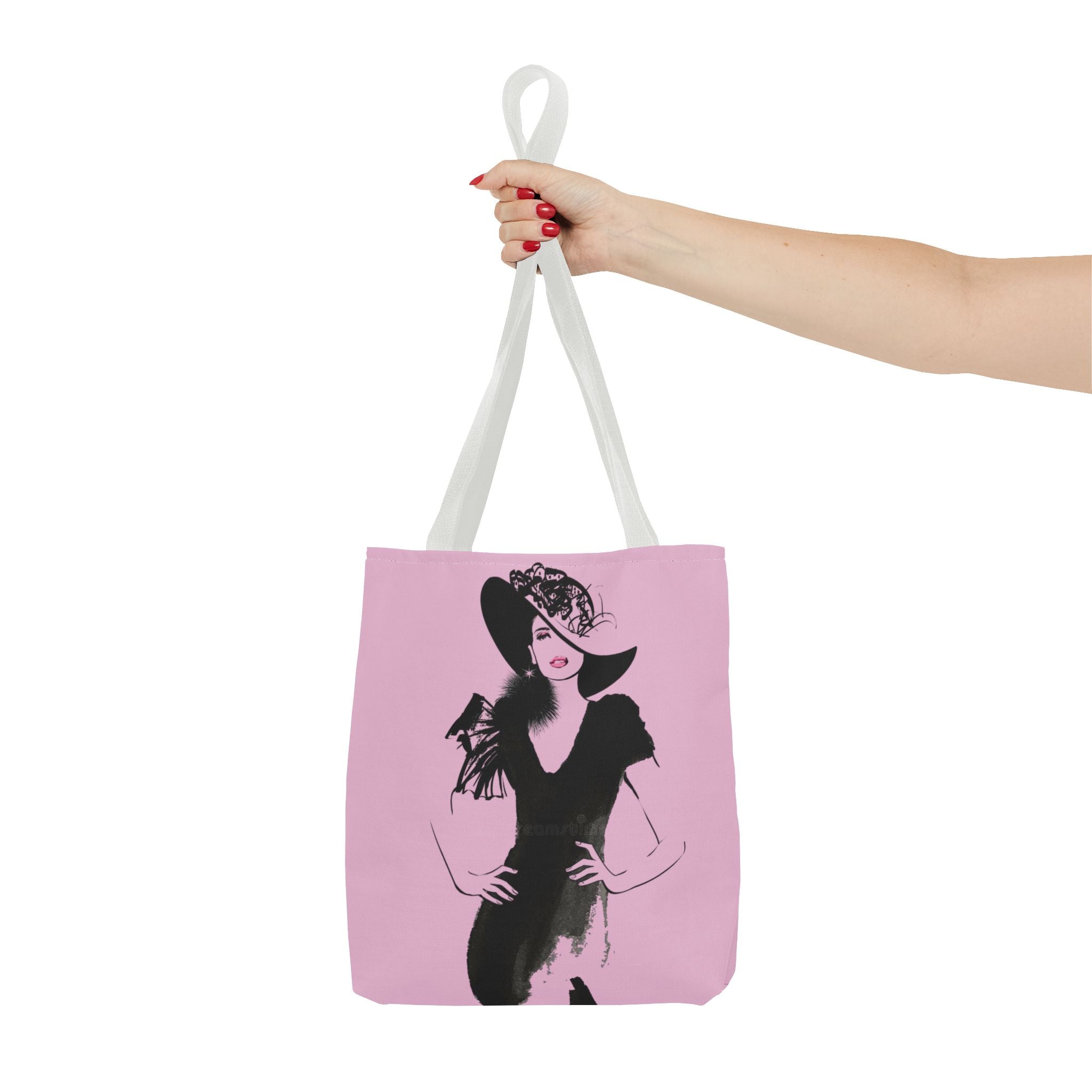 Fashion Illustration Tote Bag — Chic Pink Lady Print - Creations by Chris and Carlos