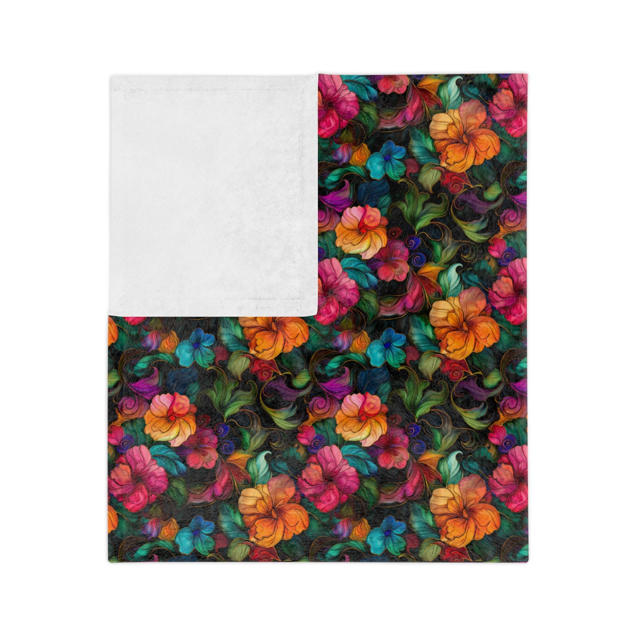 Sol y Alegría (Sun and Joy) Collection-Floral Velvet Microfiber Blanket Colorful Tropical Bloom Throw - Creations by Chris and Carlos