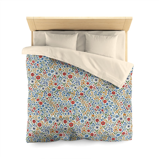 Floral Microfiber Duvet Cover - Morning Bloom Cozy Bedding, Bright Bedroom Decor, Spring Vibes, Gift for Home, Soft Bedspread - Creations by Chris and Carlos
