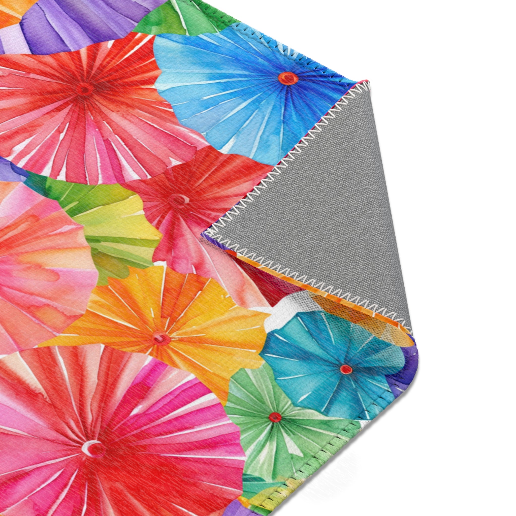 Sol y Alegría (Sun and Joy) Collection- Vibrant Umbrella Pattern Area Rug — Colorful Tropical Beach Vibe Accent Rug - Creations by Chris and Carlos