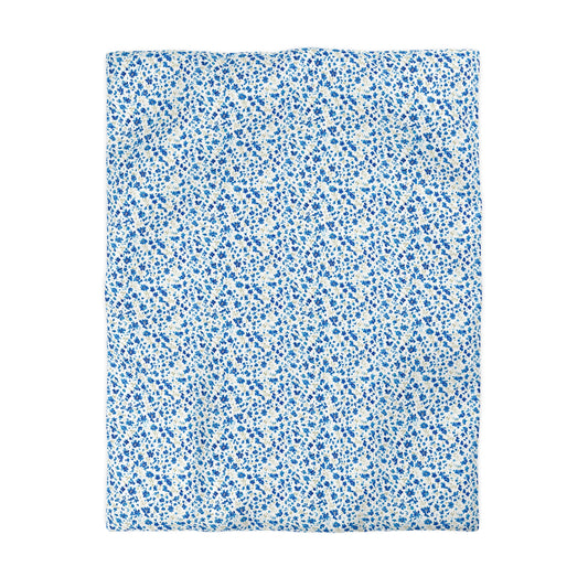 The Artisanal Flora Gallery Blue Ditsy Floral Microfiber Duvet Cover - Creations by Chris and Carlos
